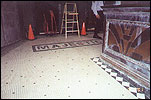 Tile floor between the ticket booth (right) and the Majestic's front doors